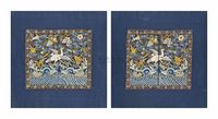 19TH CENTURY A PAIR OF EMBROIDERED‘EGRET’RANK BADGES