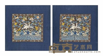 19TH CENTURY A PAIR OF EMBROIDERED‘EGRET’RANK BADGES 26cm