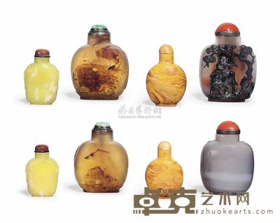 19TH/20TH CENTURY FOUR SNUFF BOTTLES 直径7cm