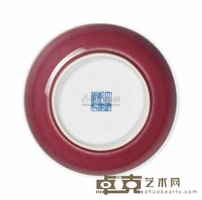 A PEACH BLOOM-GLAZED SAUCER DISH 直径15.2cm