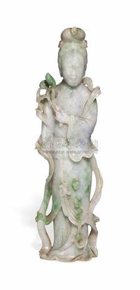 19TH CENTURY A JADEITE MODEL OF A FEMALE IMMORTAL