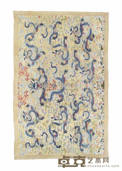 GUANGXU PERIOD (1875-1908) A LARGE‘NINE DRAGON’EMBROIDERED HANGING 313×482cm