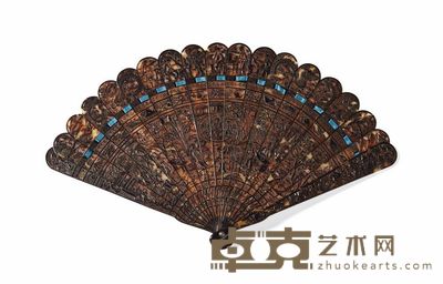 FIRST HALF OF THE 19TH CENTURY A CANTONESE PIERCED AND CARVED TORTOISESHELL BRISé FAN 长18.5cm