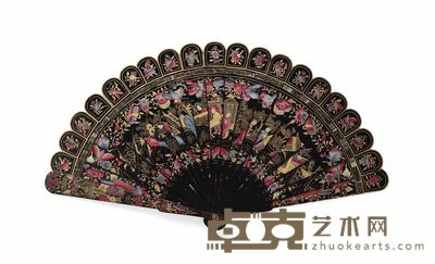 EARLY 19TH CENTURY A MACAO LACQURED BRISé FAN 长23cm