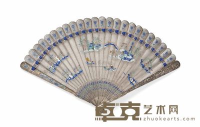 CIRCA 1820 A CANTONESE ENAMELLED FILIGREE FAN 长20cm