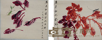 花卉草虫两幅 彭培泉 33*28*2 约1.6平尺