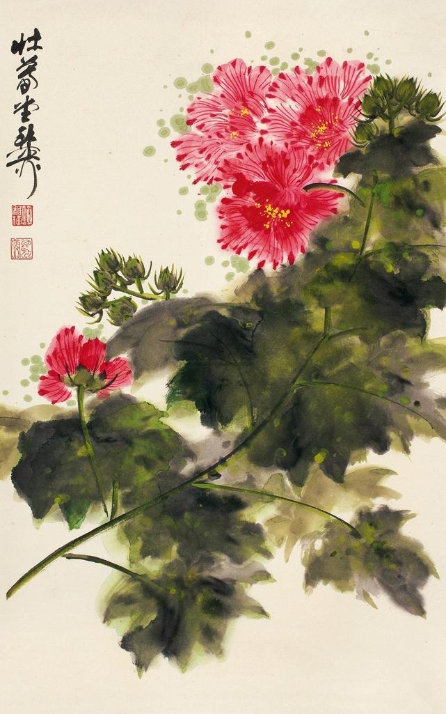 谢稚柳 芙蓉 镜心