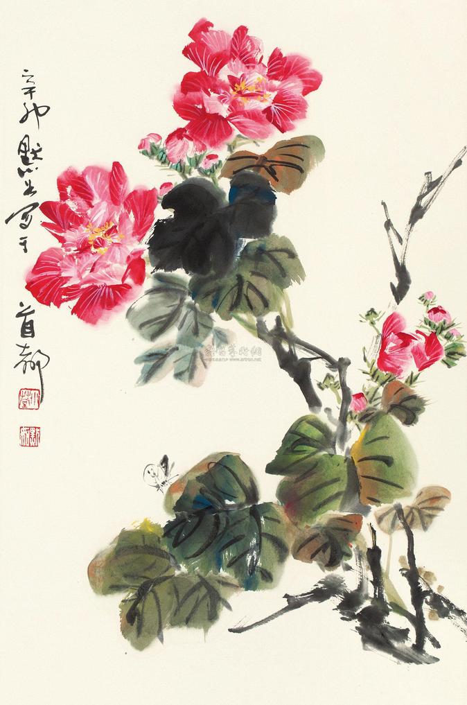 金默如 辛卯（2011年）作 花卉 立轴