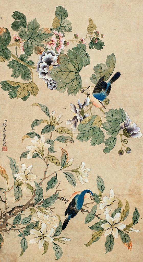 缪嘉惠 （款） 花鸟 镜心