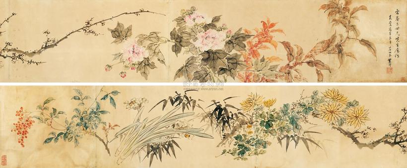 黄钺 庚午（1810年)作 秋花图卷 手卷