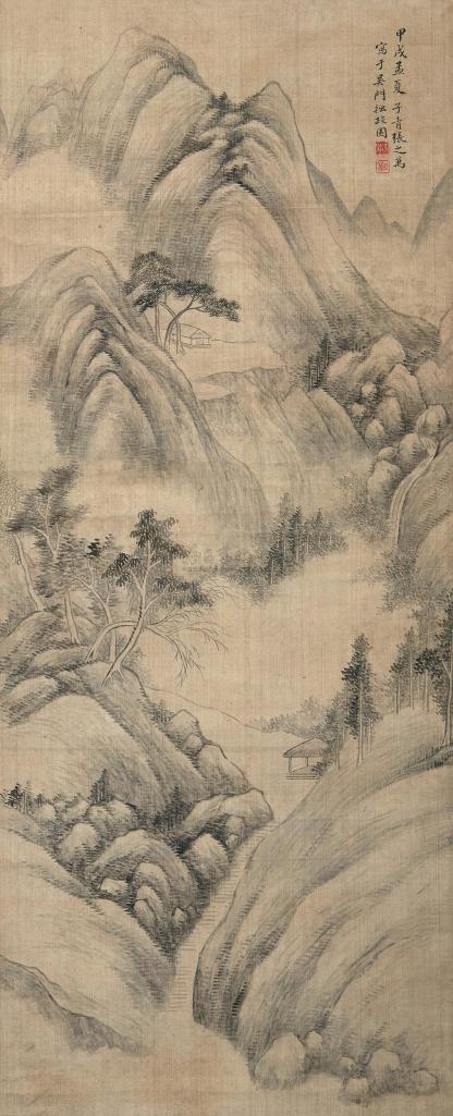 张之万 （款） 甲戌（1874年)作 溪山亭子 立轴