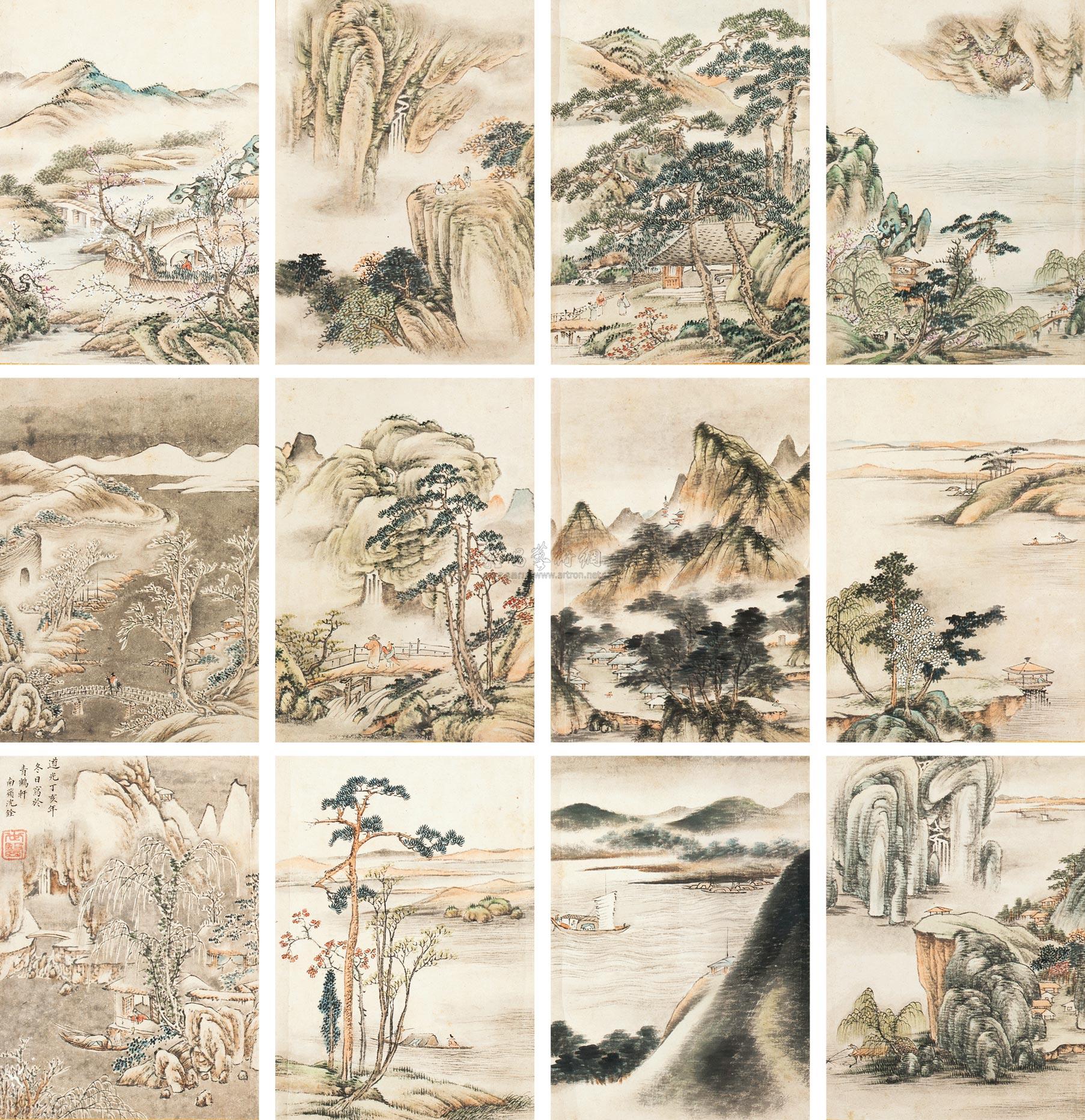 lot:1587 沈铨 (款) 山水小品 镜心