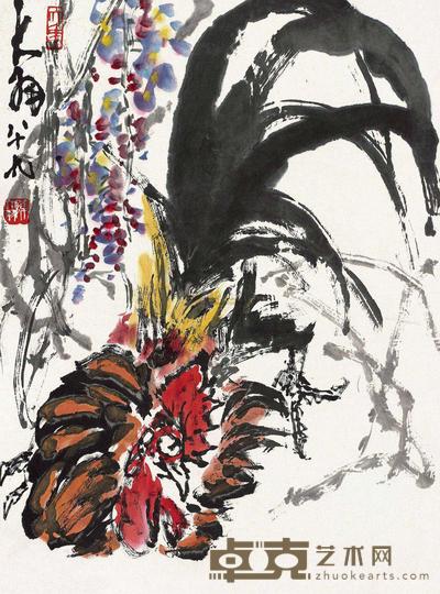 陈大羽 雄鸡 镜心 51×68cm