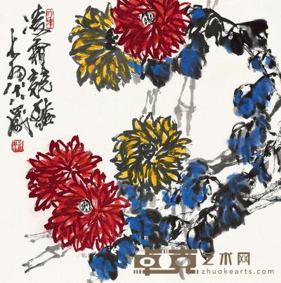 陈大羽 凌霜竞艳 镜心 68×68cm