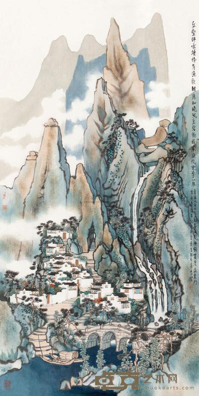 方骏 丘壑云烟 镜心 69×138cm