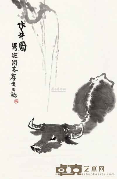 贾又福 水牛图 立轴 45×70cm