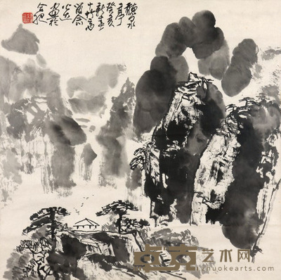郭公达 听泉图 67*67cm