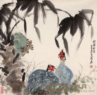 朱斌 花鸟 68*68cm