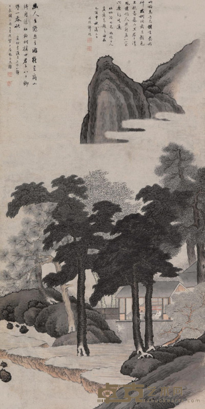 张崟  1825年作 山水 立轴 175.5×88cm