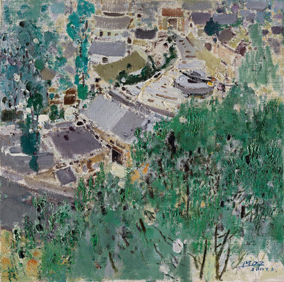 毛岱宗 2007年作 有石碾的山村