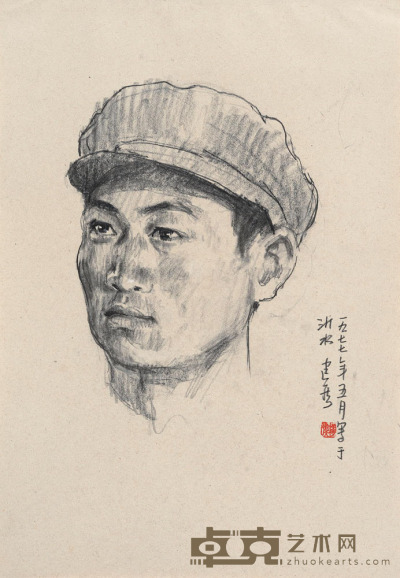 杨建侯 1977年作 解放军战士 26×38.5cm