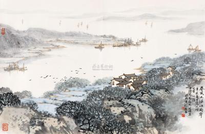 宋文治 1991年作 太湖之景 镜片