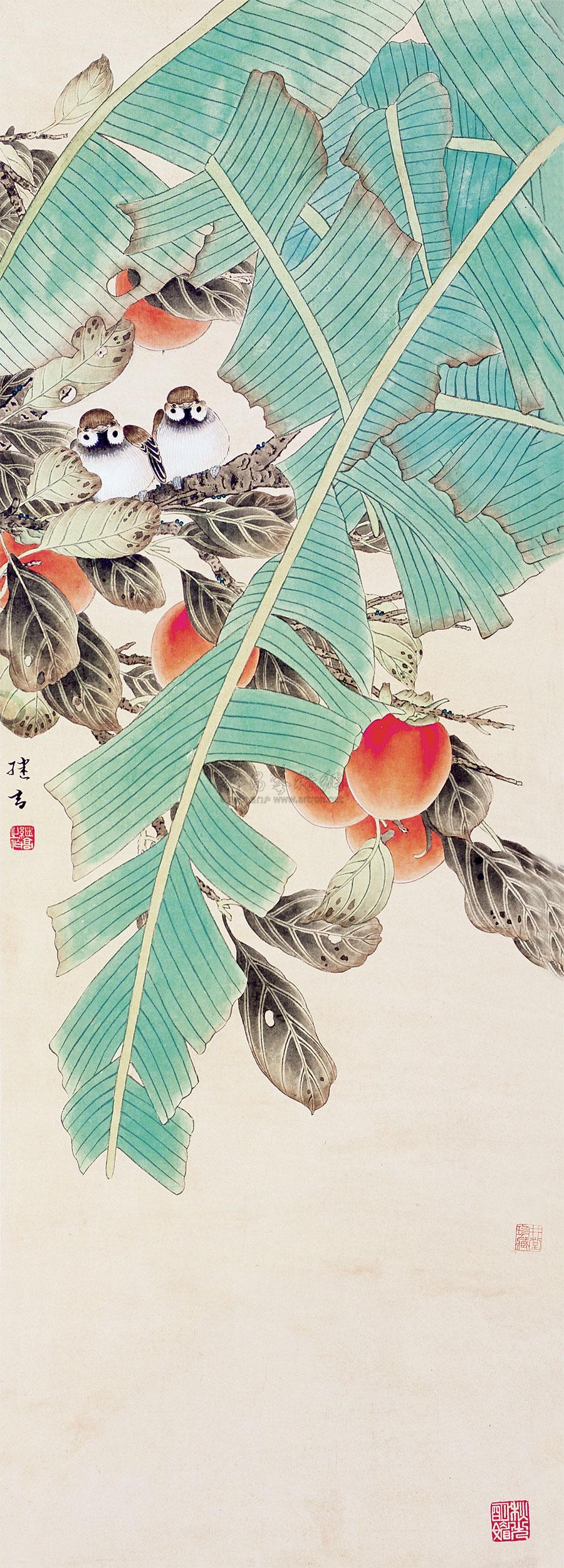 lot:168 喻继高 工笔花鸟 立轴