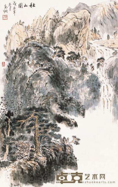 孙克纲 1988年作 秋山图 镜片 90×58cm