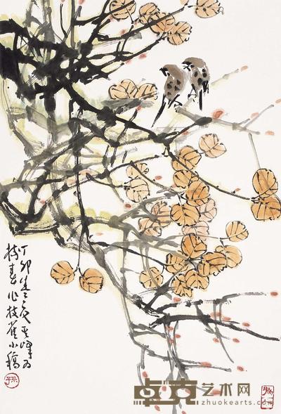 孙其峰 1987年作 枝雀 镜片 68×46cm