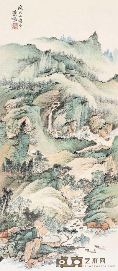 萧逊 山水 镜片 72×32cm