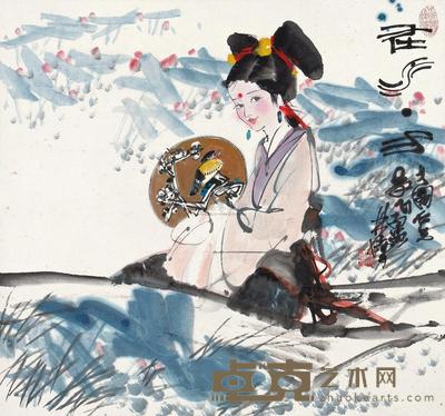 林墉 在水一方 镜片 74.5×80.5cm