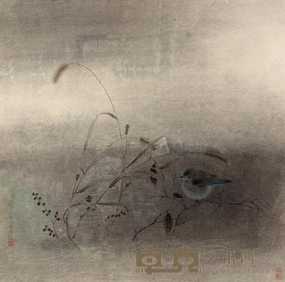 江宏伟 秋塘幽禽 镜片 64×64cm
