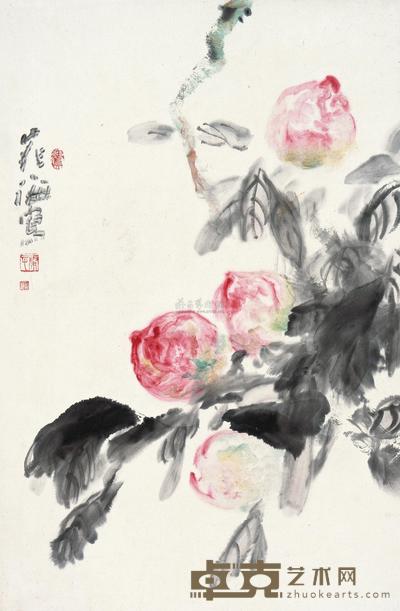 晁海 寿桃 镜片 68.5×44.5cm