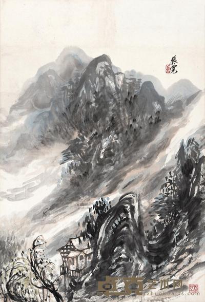 崔振宽 山村小景 镜片 98×67.5cm