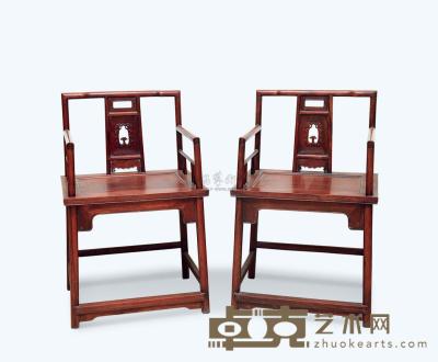 清 黄花梨玫瑰椅 （一套） 高88cm