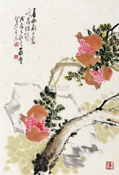 曹简楼 戊辰（1988年）作 多子图 镜心