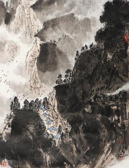 秦剑铭 己未（1979年）作 蜀中景 立轴