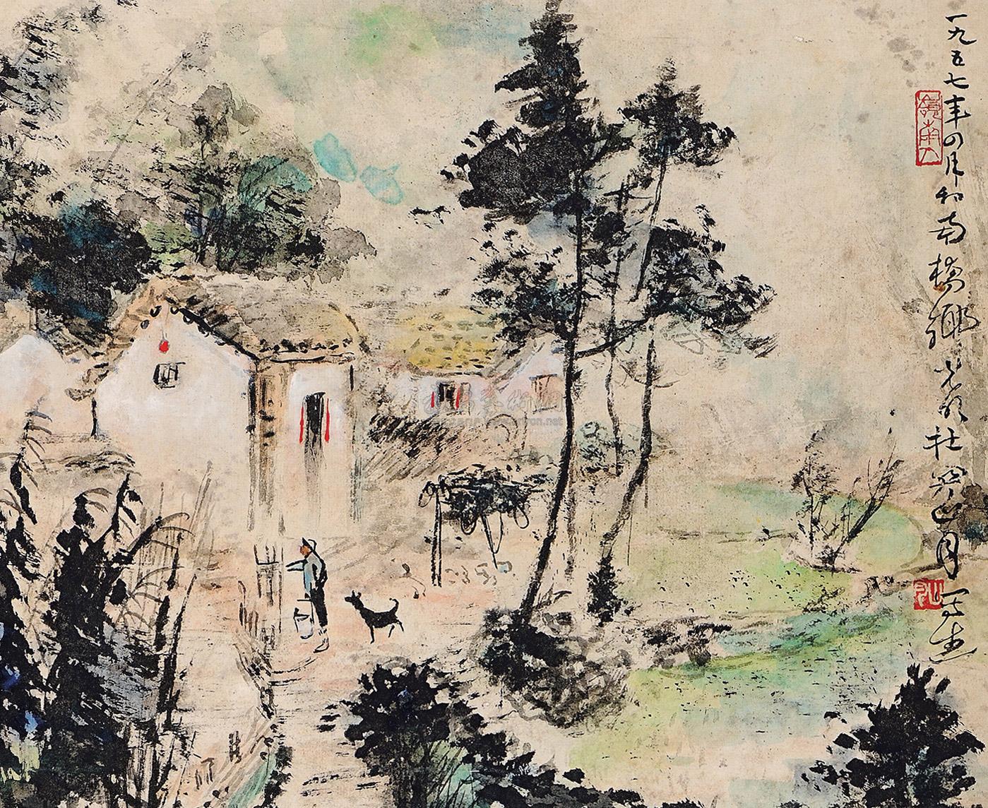lot:64 关山月 丁酉(1957年)作 写生稿 立轴