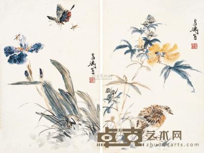 王雪涛 花卉 （二帧） 镜心 41.5×27.5cm×2