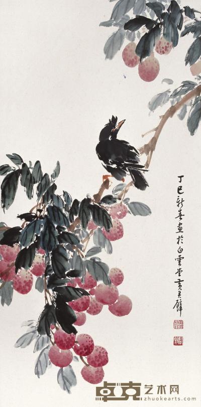 黄君璧 1977年作 花鸟 镜心 69×34cm