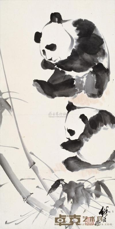刘继卣 熊猫 立轴 68×34.5cm