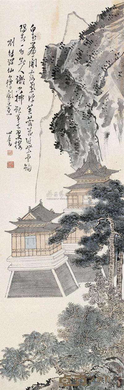 溥儒 仙山楼阁 镜心 106×33.5cm
