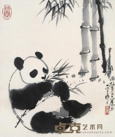 吴作人 1973年作 熊猫 镜心 43×36cm