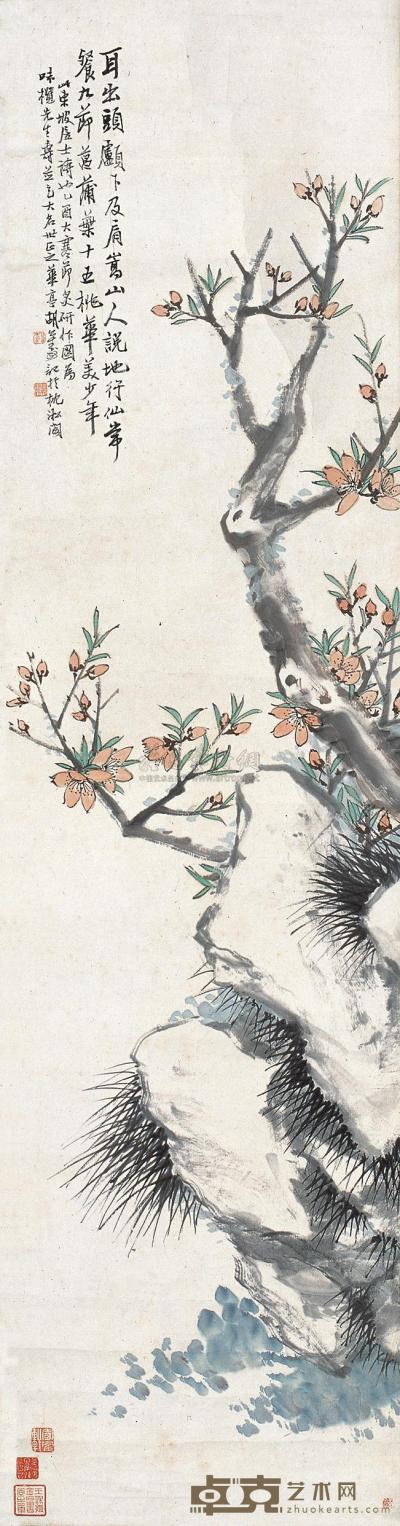 胡公寿 1885年作 寿石图 镜心 157.5×41cm