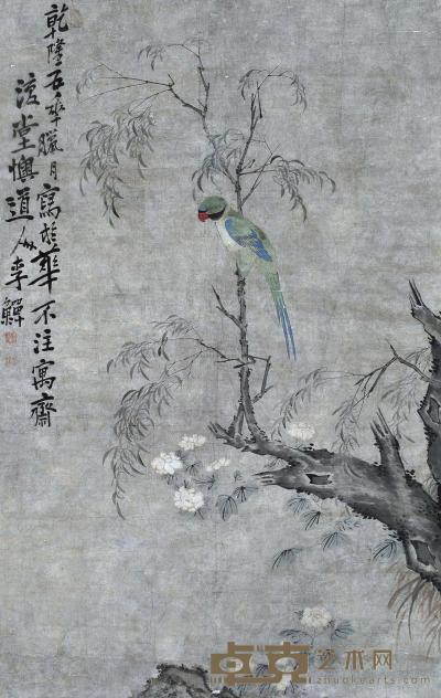 李鱓 1740年作 花鸟 立轴 146×92cm
