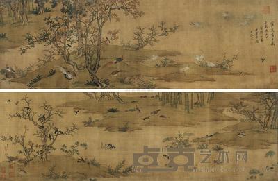 黄筌 （款） 雀禽自在图 卷 31×196cm