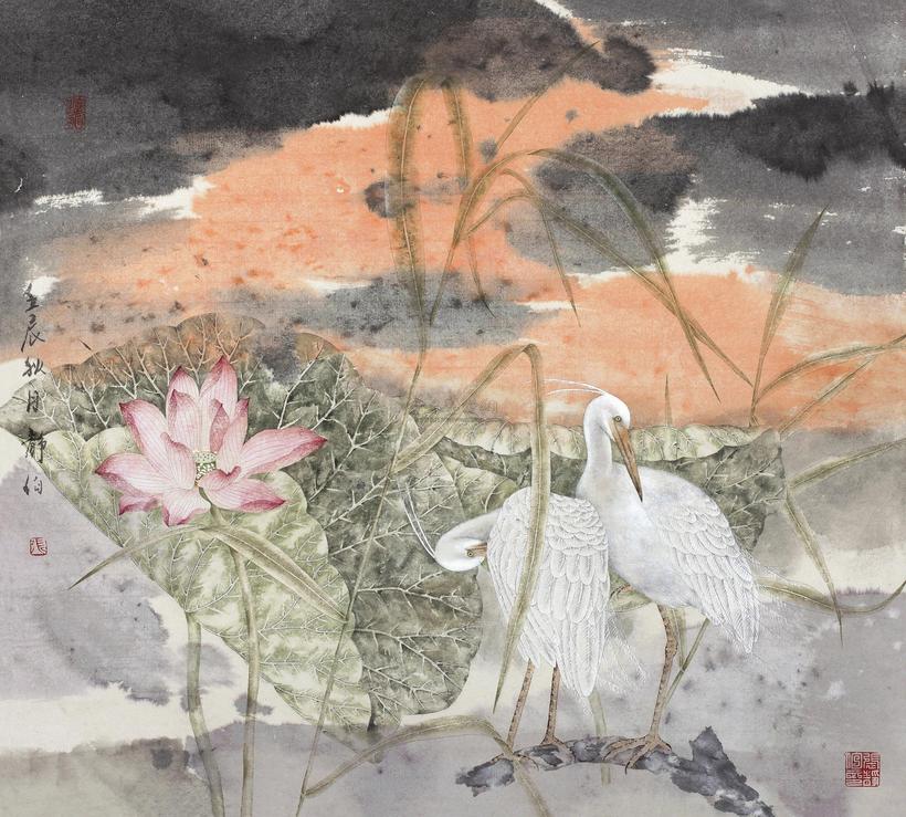 张静伯 2012年作 荷塘清趣 镜心