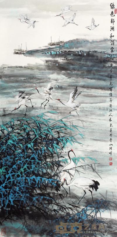 王林森 2010年作 绿色鄱湖和谐家园 镜心 138×69cm