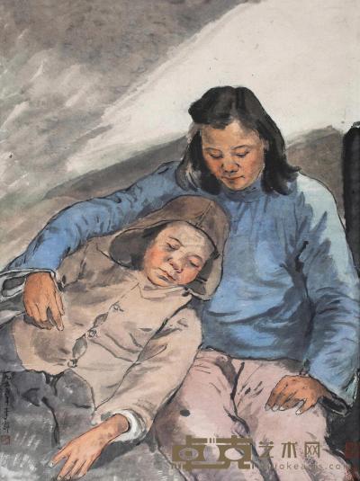 李斛 1956年作 母与子 77×58cm