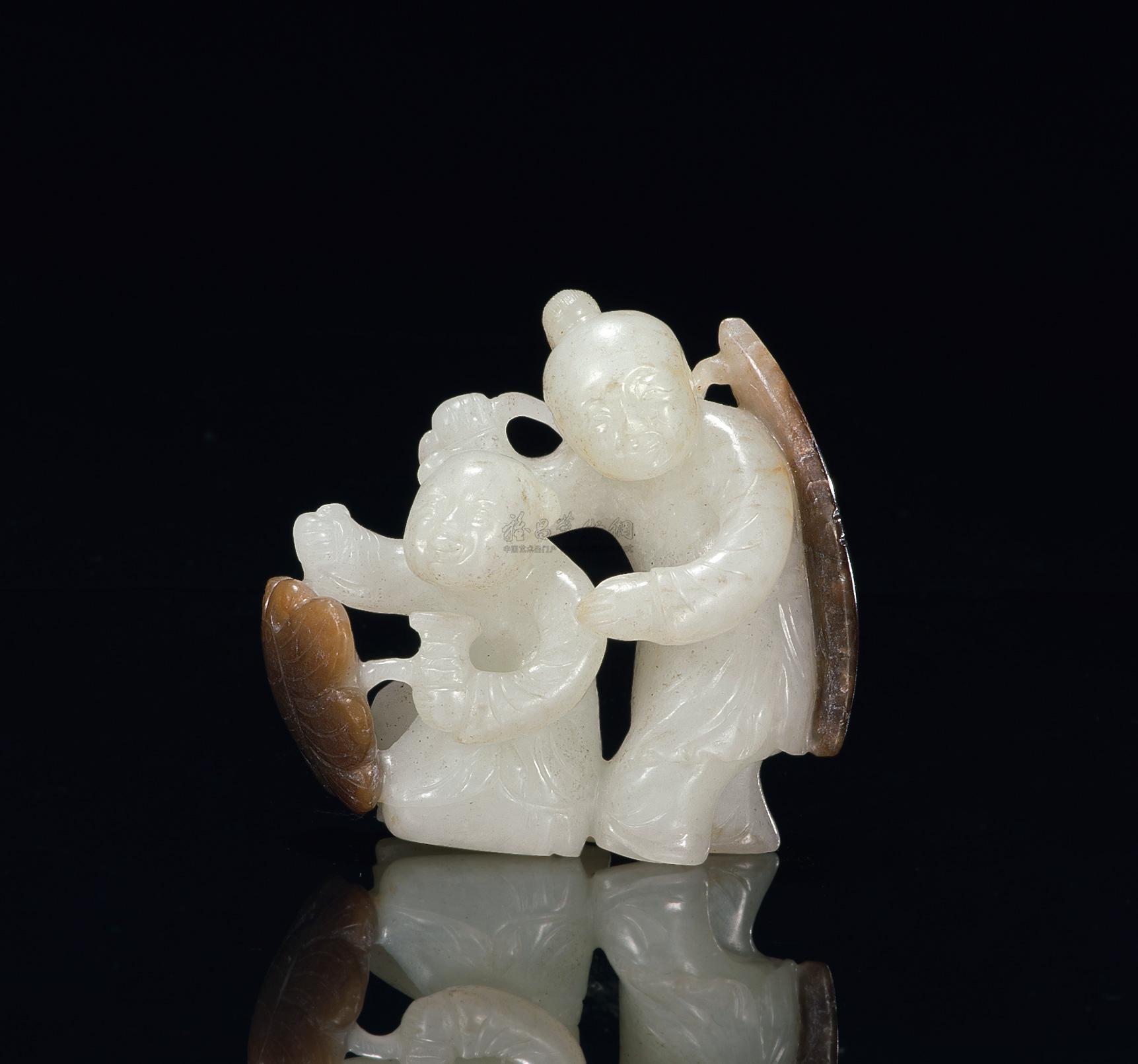 清中期 白玉巧作和合二仙